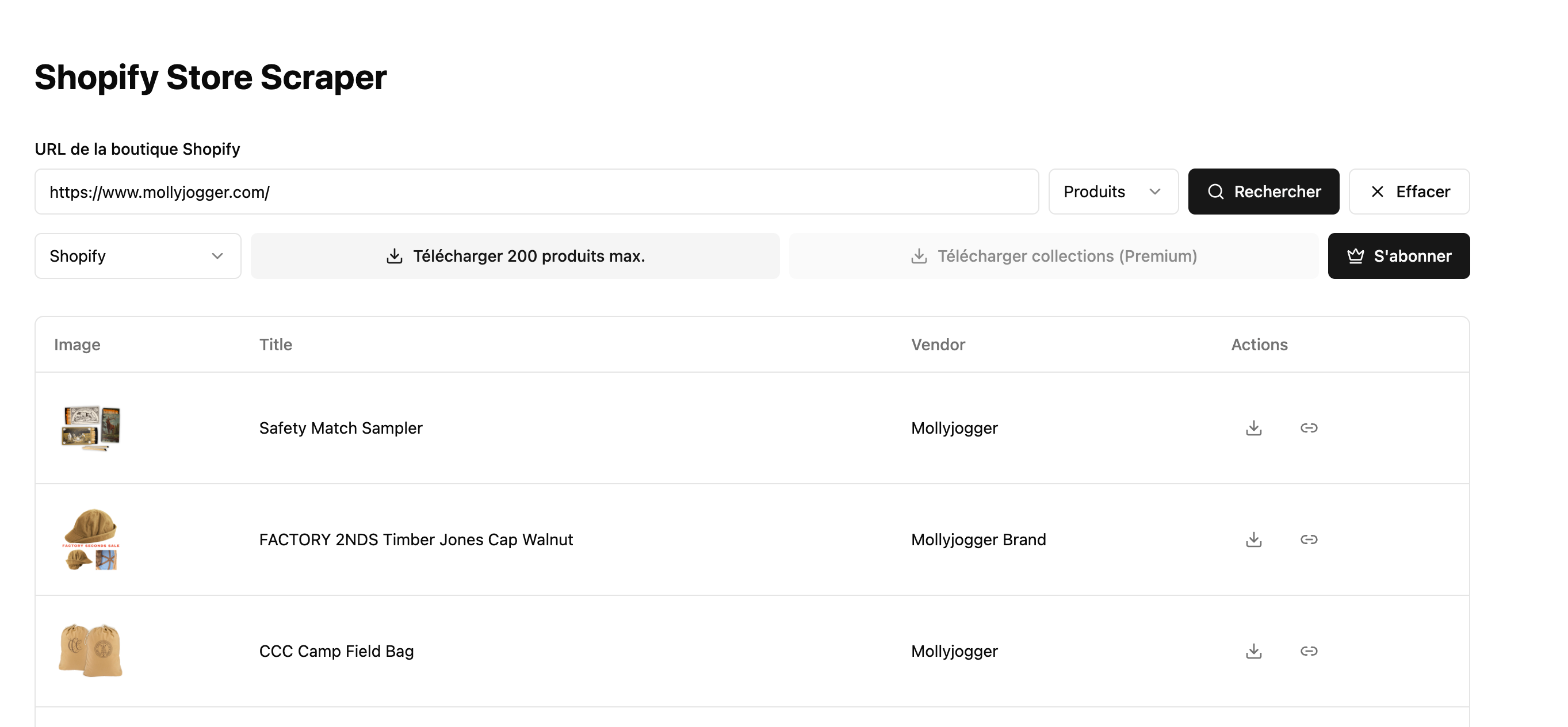 Shopify Scraper Preview